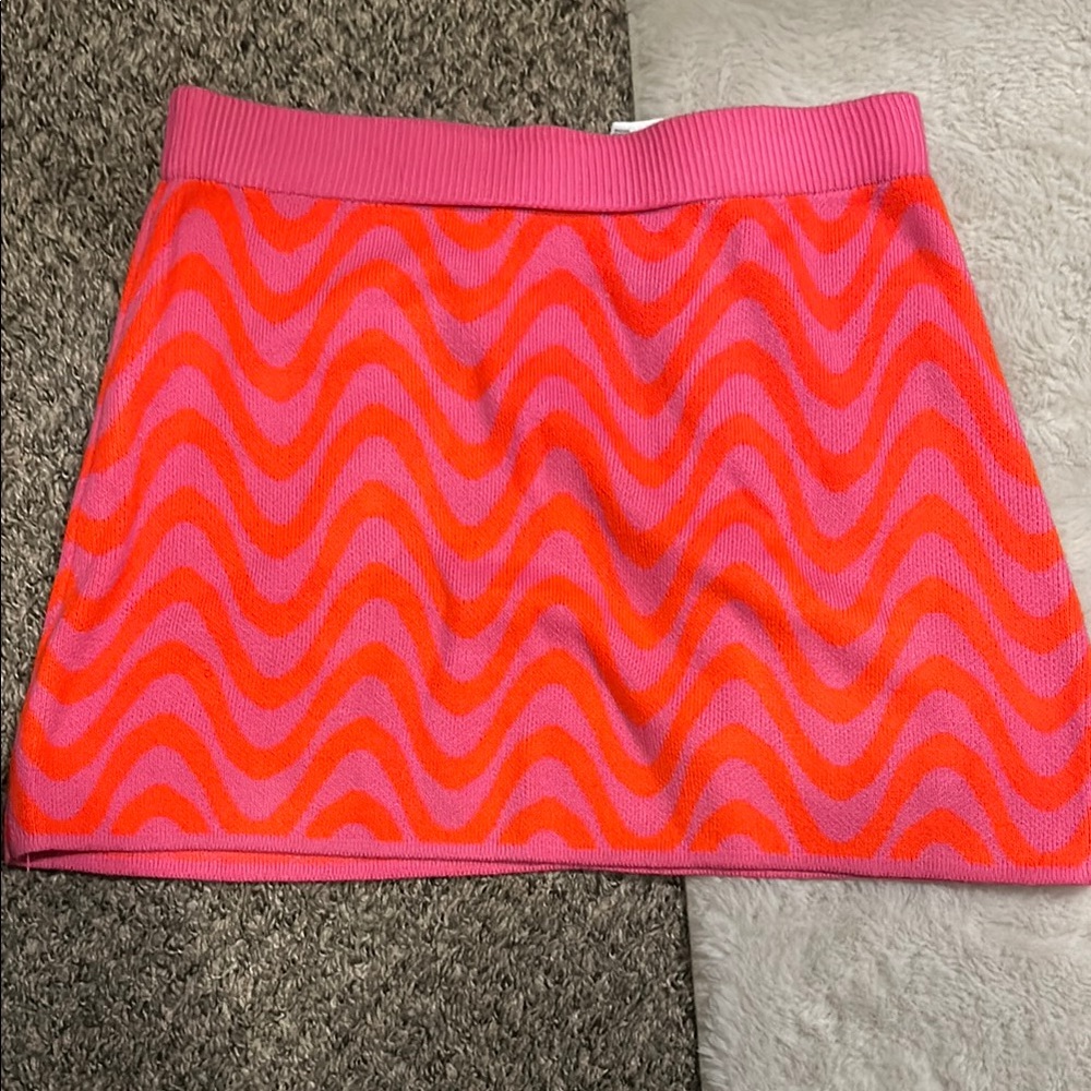 H&M Orange and Pink A-line Mini Skirt